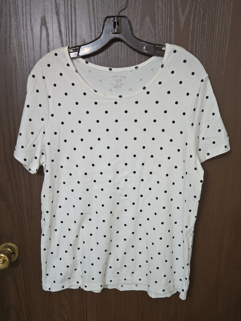 Women’s White Polka Dot Short Sleeve Tee